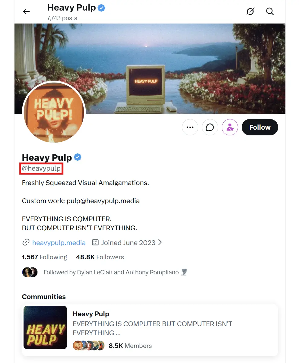 Click Profile and Copy Its URL