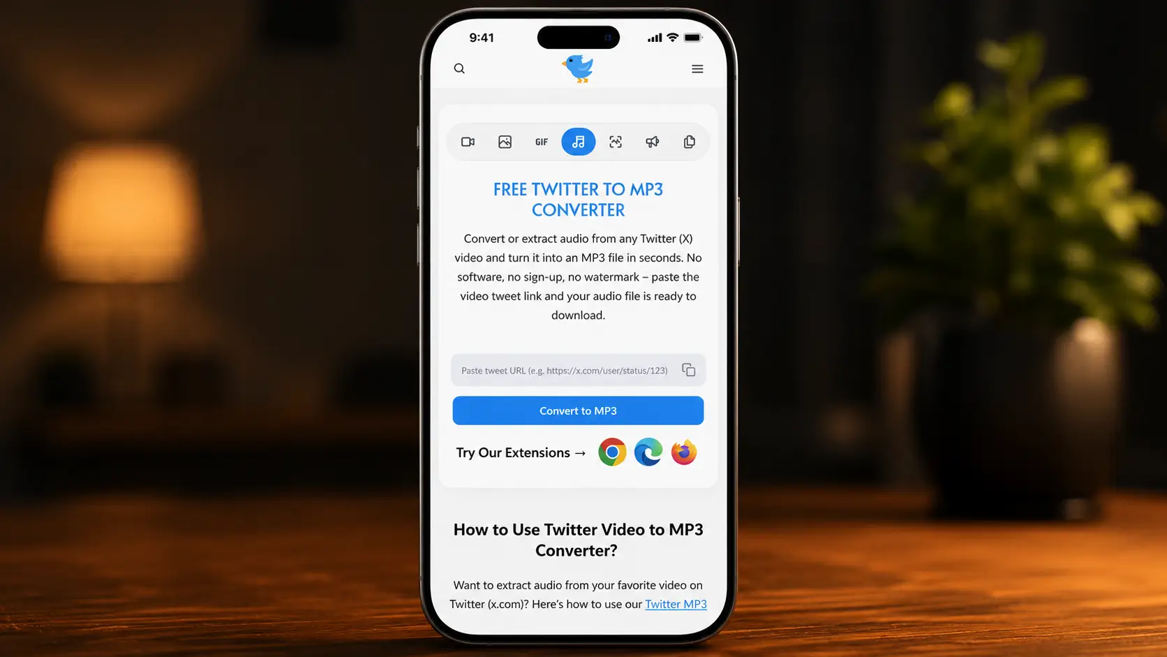 Open Twitter to MP3 Converter
